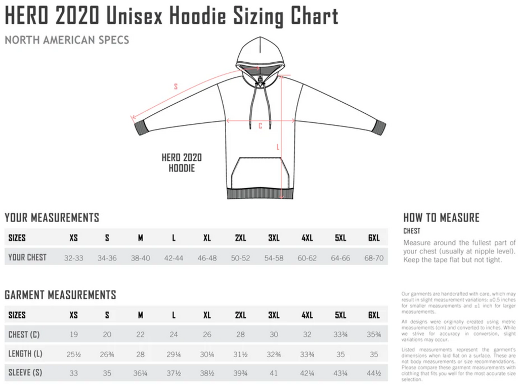 HERO - Unisex Hoodie (Embroidered or DTF logo inc.)